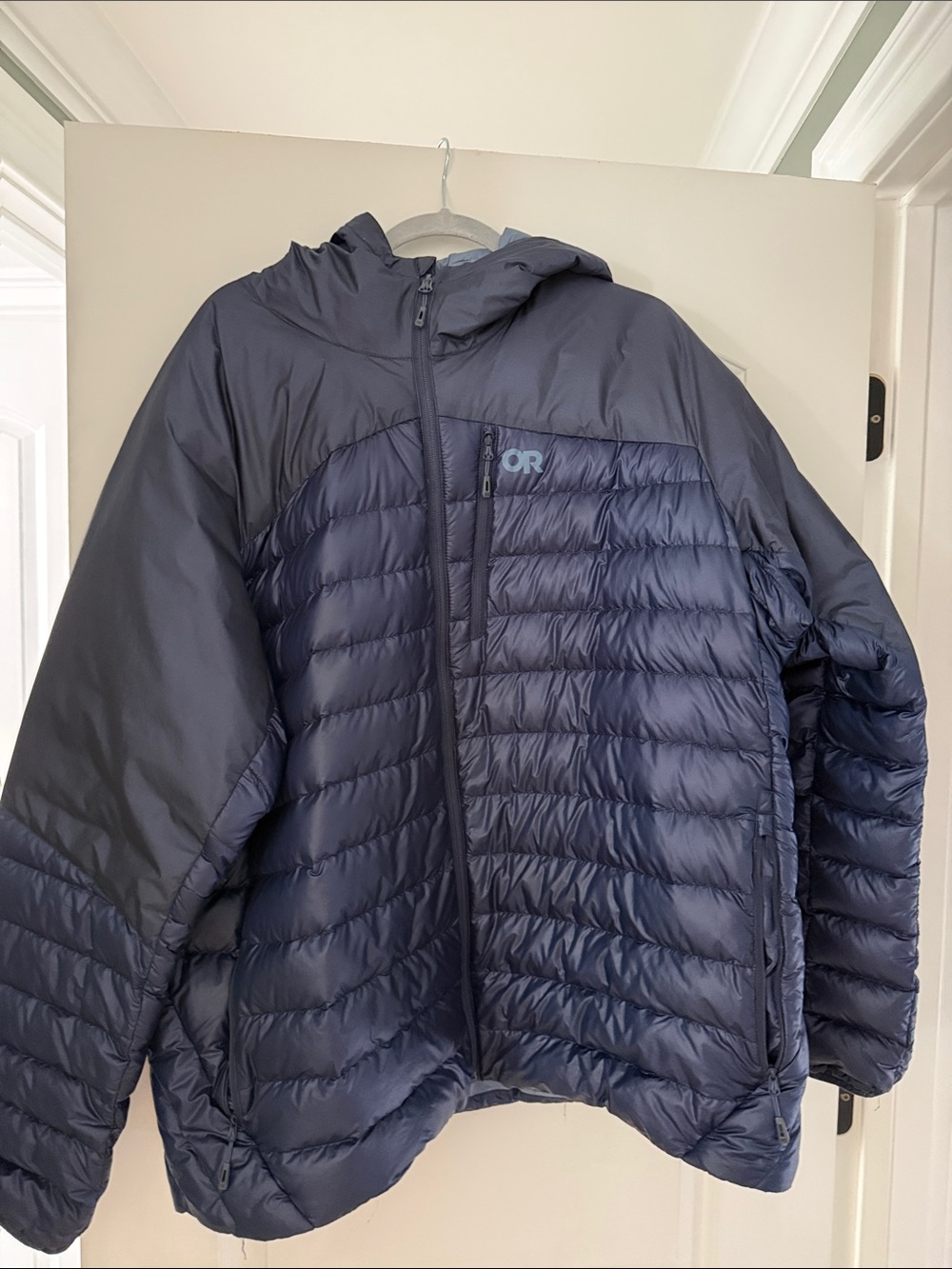Outdoor Research Men's Hooded Navy Quilted Puffer Coat
